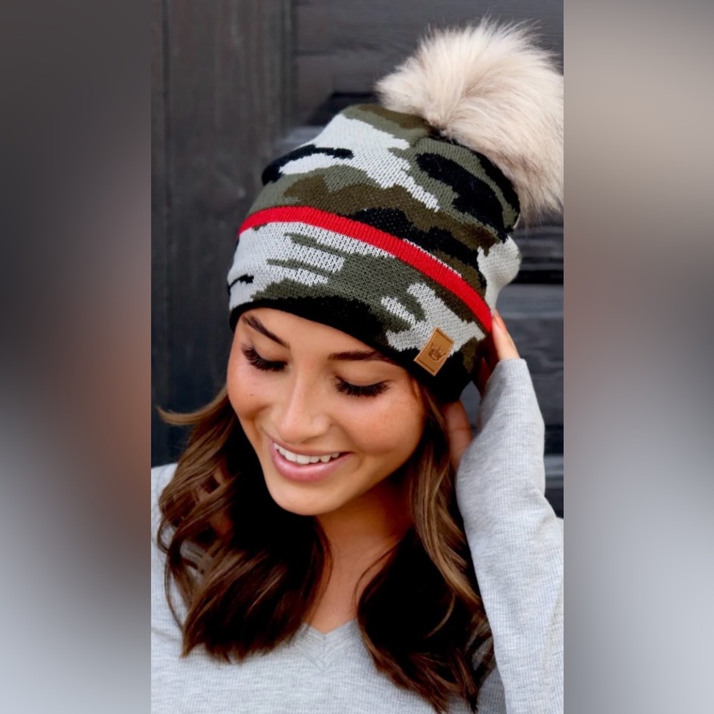 Panache Woman’s Camo Knit Beanie with Pom Pom